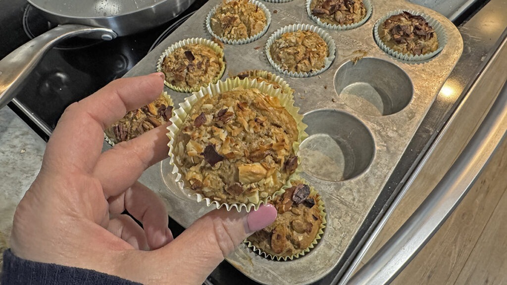 Cooked chick pea protien muffins.